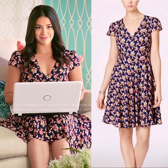 Betsey Johnson Floral Print Chiffon Fit & Flare Dress | 12 - Picture 1 of 7